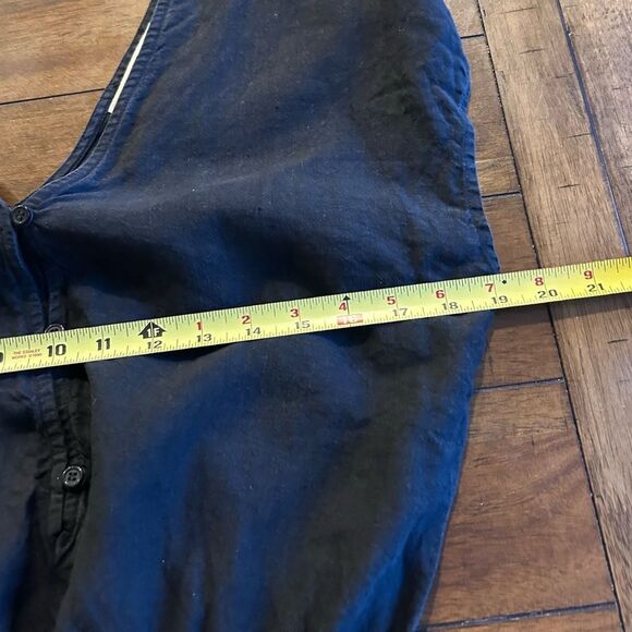 Cloth & Stone Black 100% Linen Short Sleeve Jumpsuit Size Medium Style C6239 - Picture 10 of 12